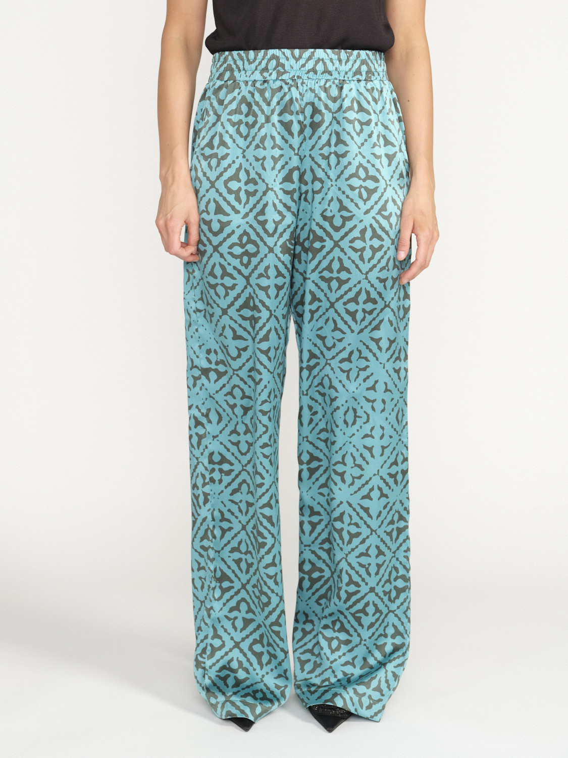 friendly hunting Pantaloni Amal Eyes of Marrakesh - Pantaloni con stampa su seta blu M