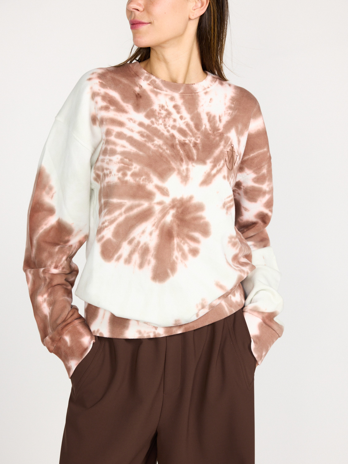 JW Anderson Pullover mit Batikmuster und Katzenprint marrone XS