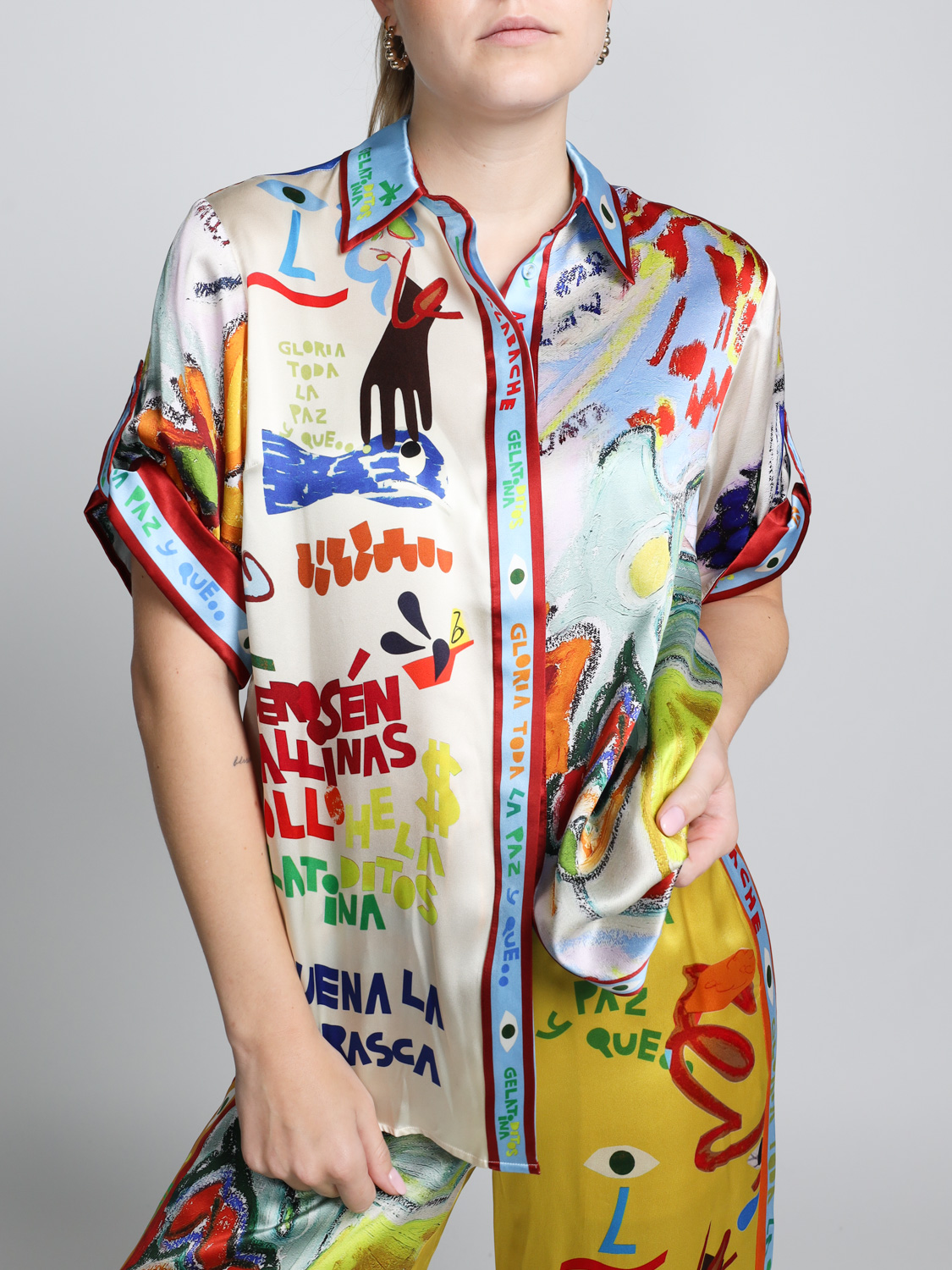 Alemais La Charrasca – silk blouse with artwork design  multi 36