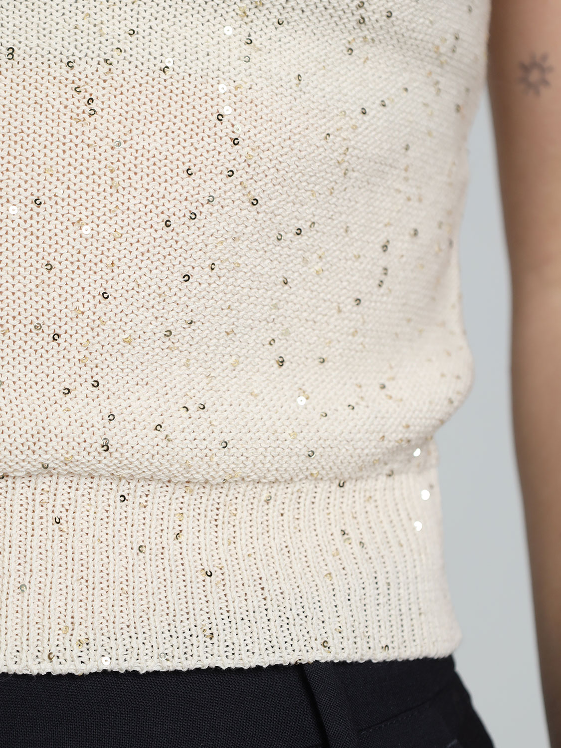 Lorena Antoniazzi Jumper with sequins   36 beige