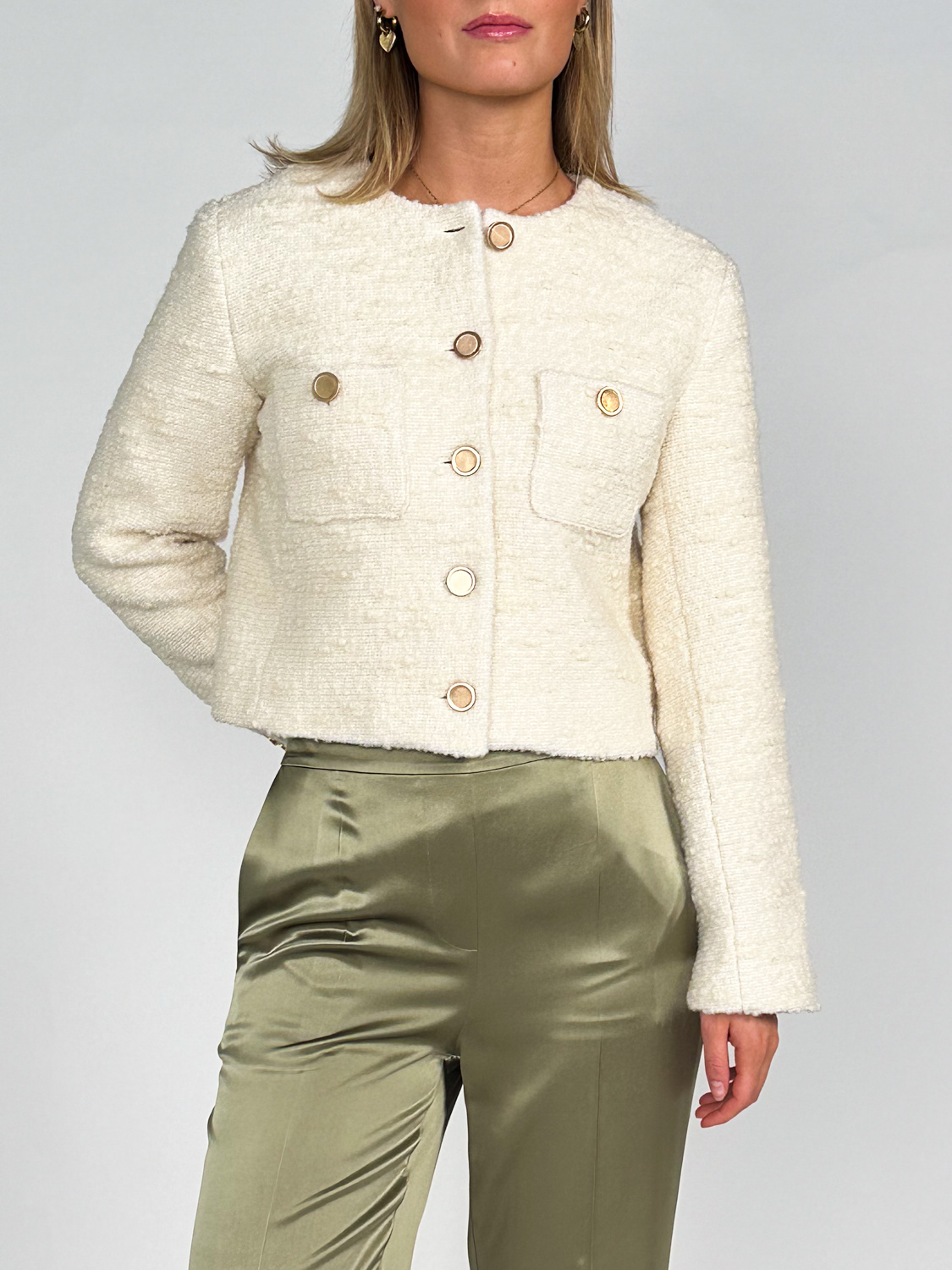 Frame Short jacket made from a structured cotton blend  creme XS