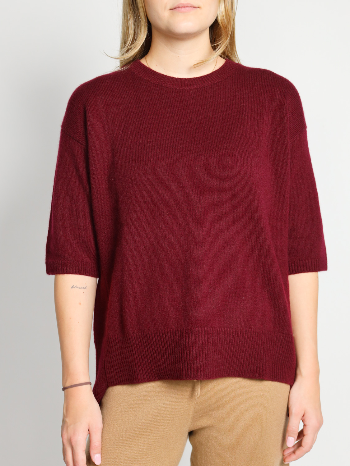 Lisa Yang Camille three-quarter sleeve sweater   bordeaux XS/S