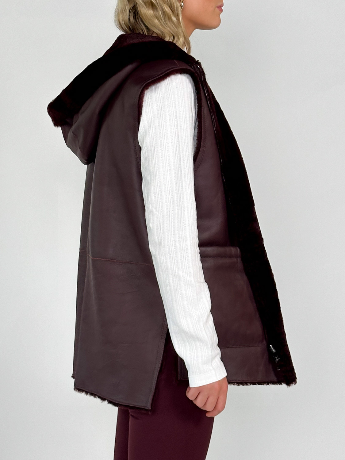 Joseph Dantec - Reversible Shearling Gilet  bordeaux 36