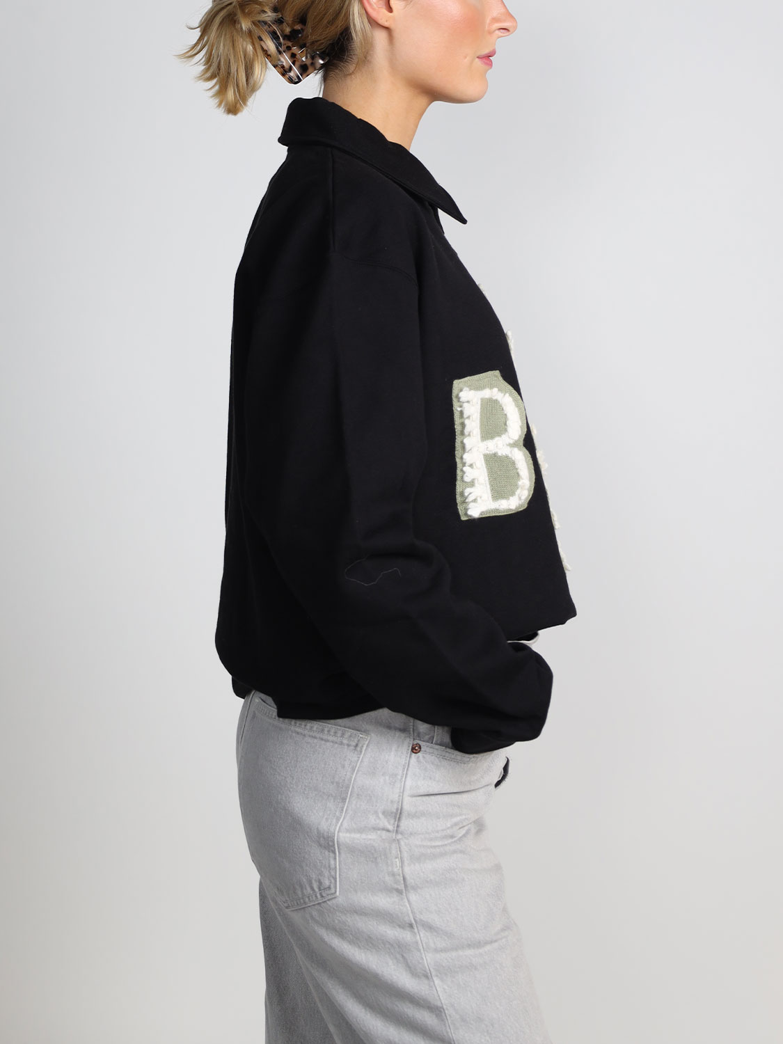 Barrie Thistle Logo - Pullover mit Hemdkragen black M