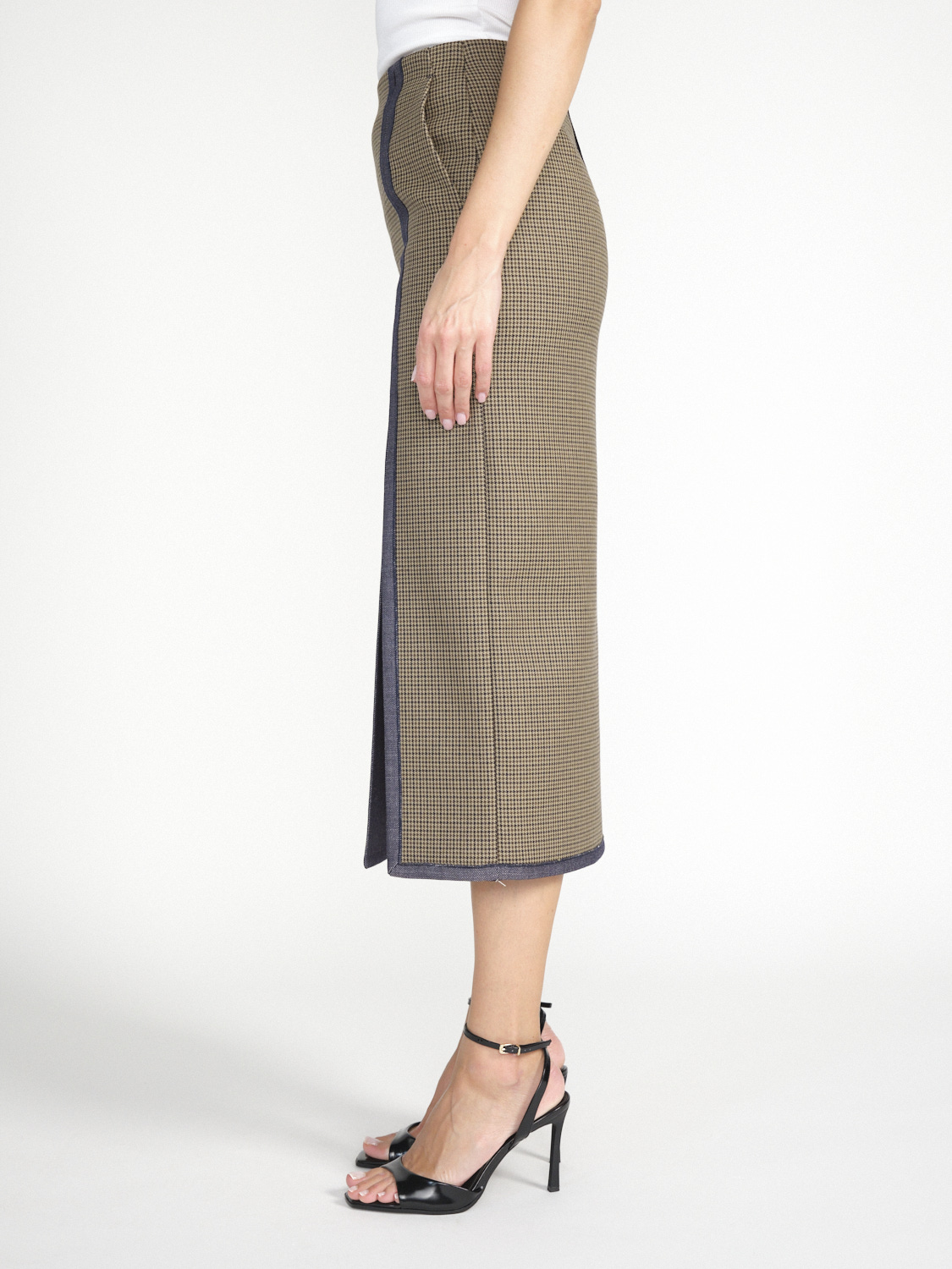 Odeeh Checked skirt with side slit  brown 34