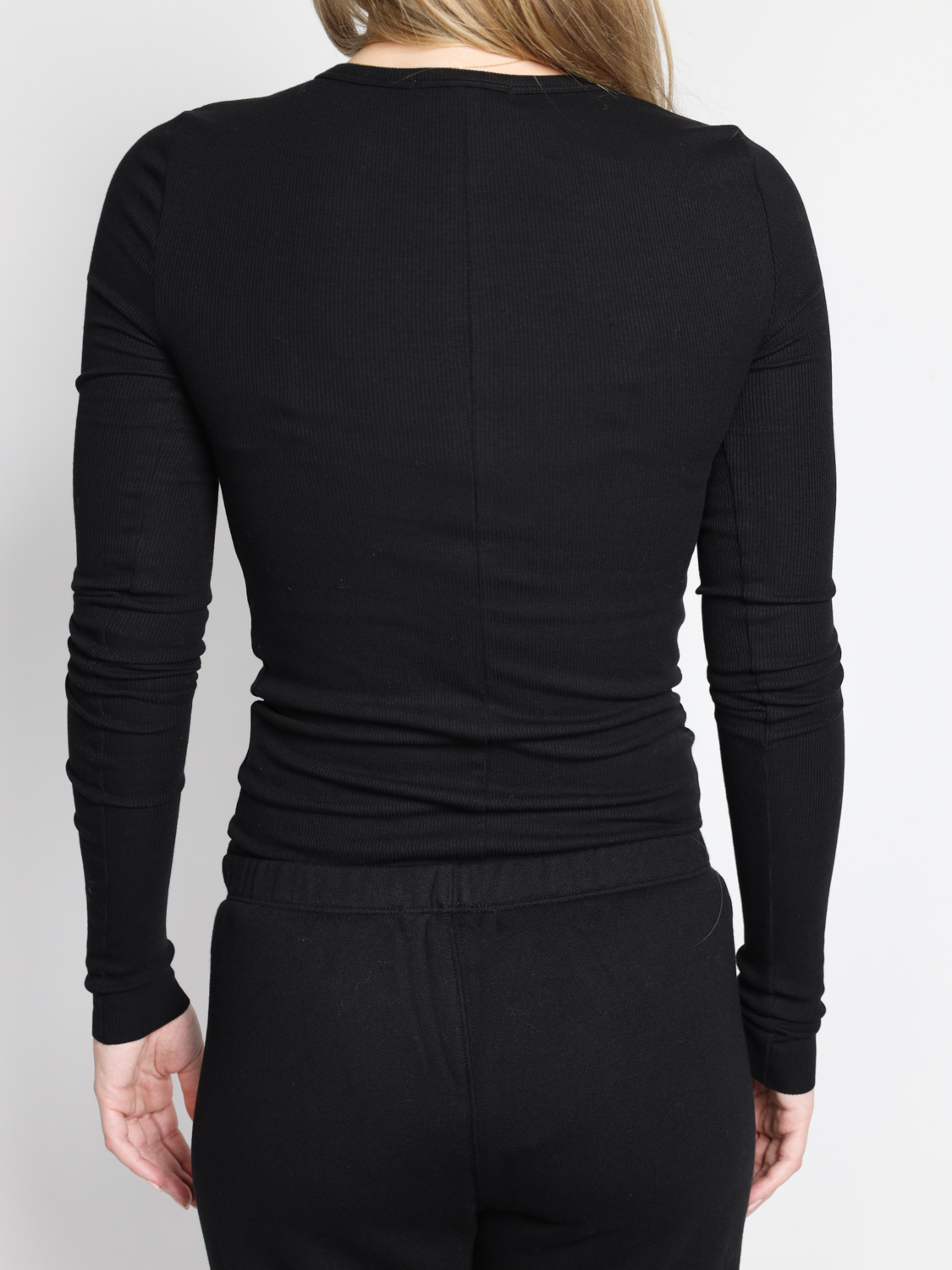 Eterne Longsleeve Shirt mit Rippenstrick   schwarz S