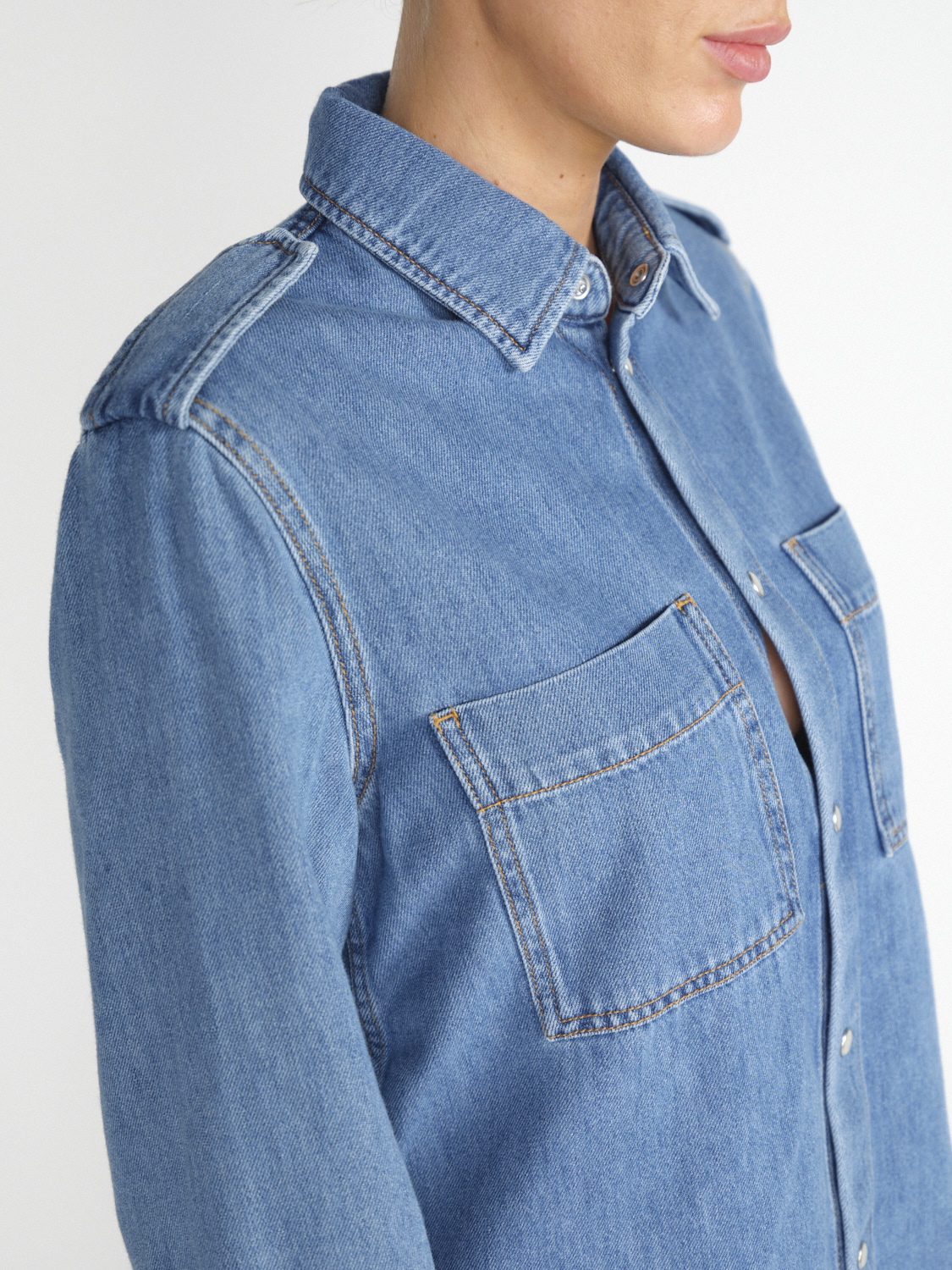 Darkpark Glenn - Cotton denim shirt  blue S