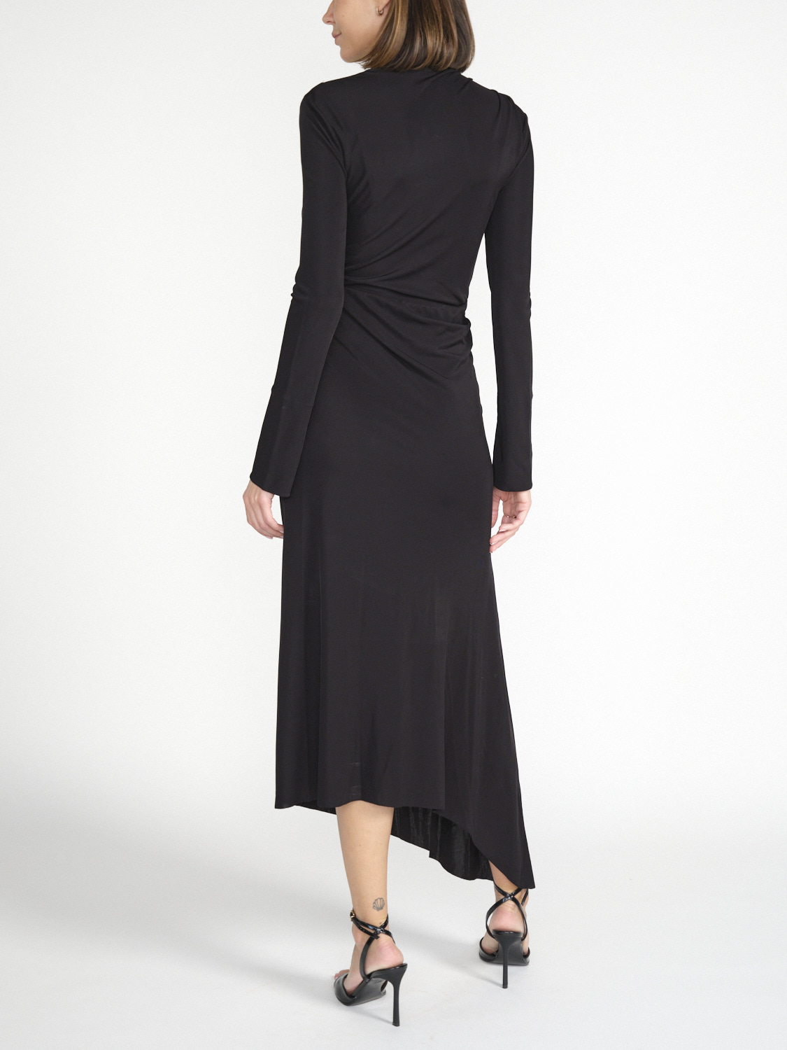 Victoria Beckham High neck midi dress with draped waist  black 34