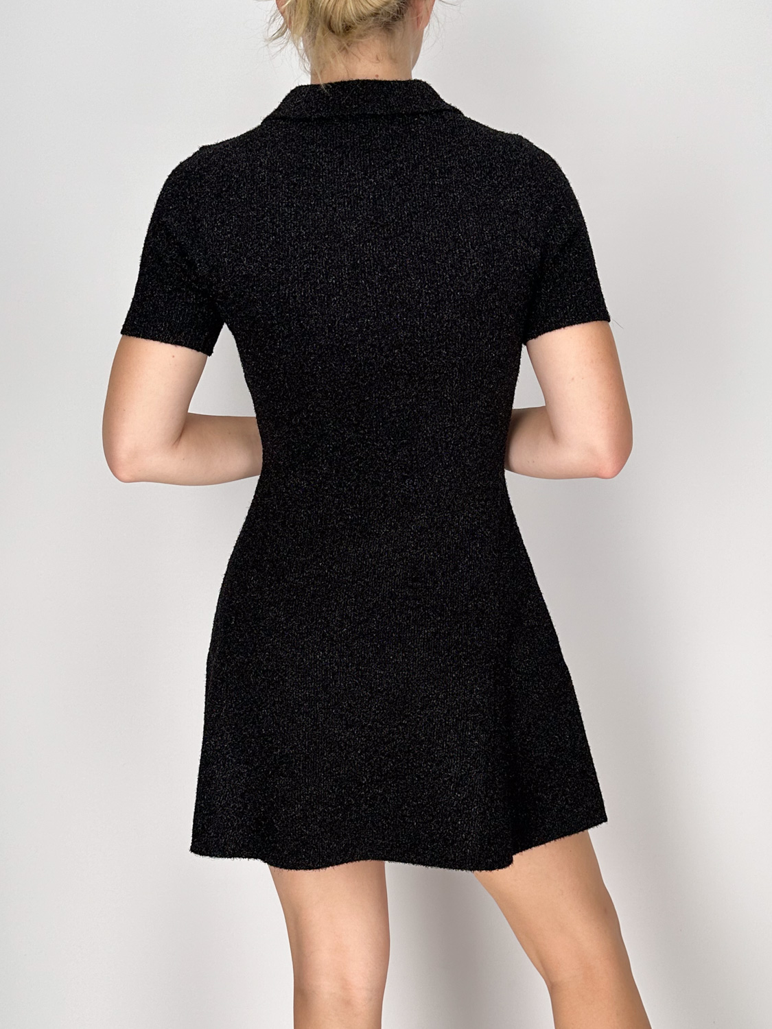 Ganni Minikleid aus Doppel Fleece mit Lurex-Details nero XS