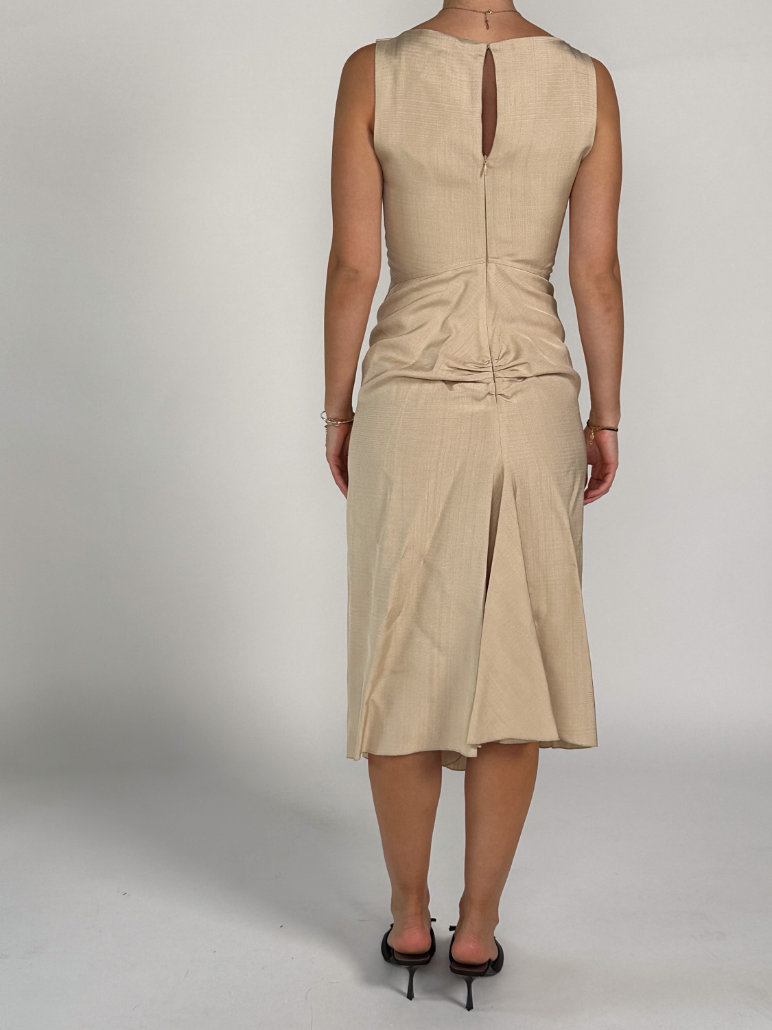 Victoria Beckham Deconstructed – Strukturiertes Kleid mit gerafften Details   beige 34