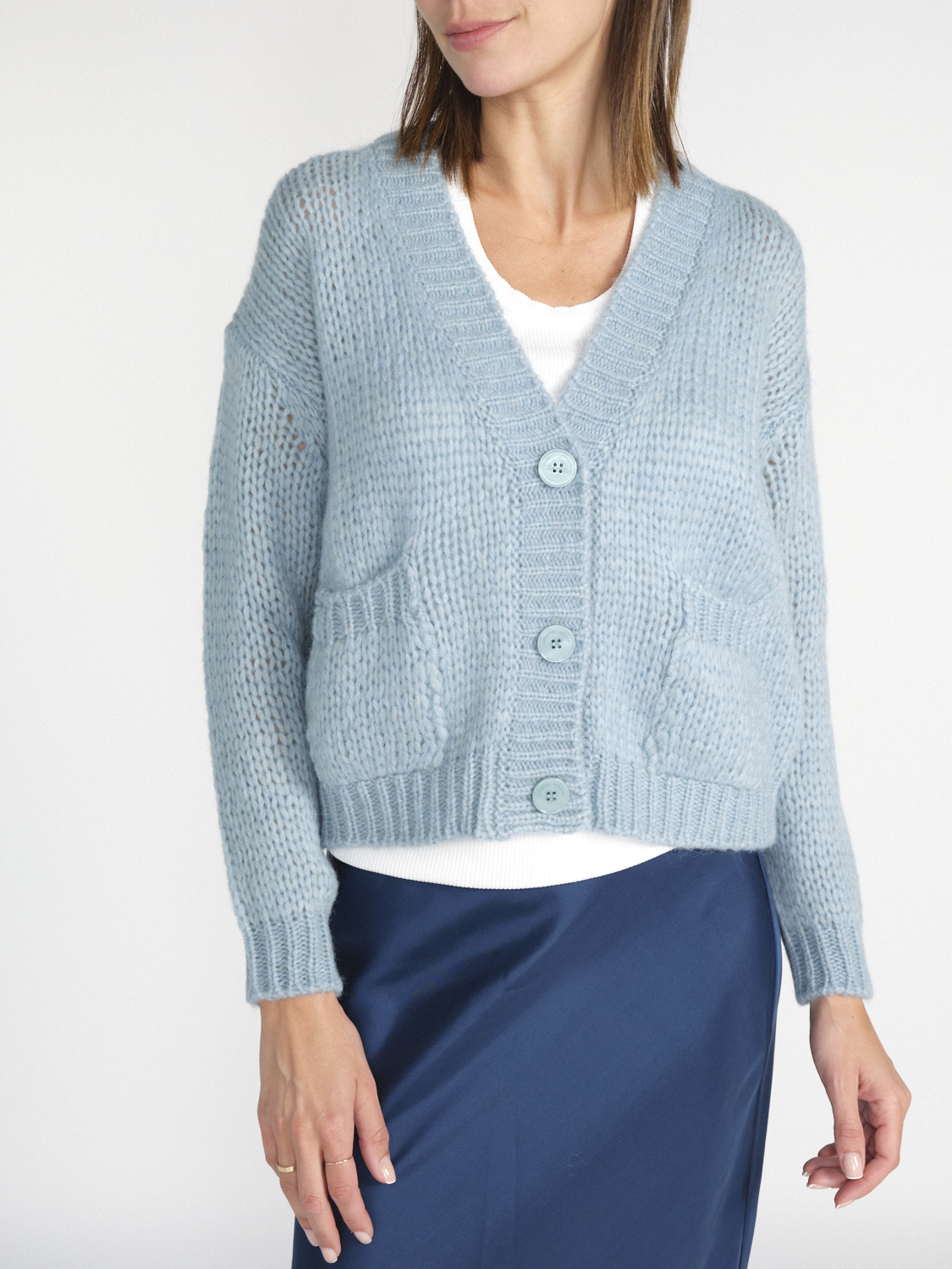 Roberto Collina Kurzer Cardigan aus Alpaka-Woll-Mix   mint L