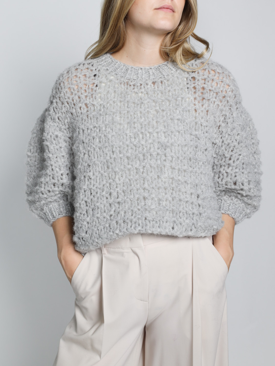 Maiami Alpaca Puffy – chunky knit sweater  grey S/M