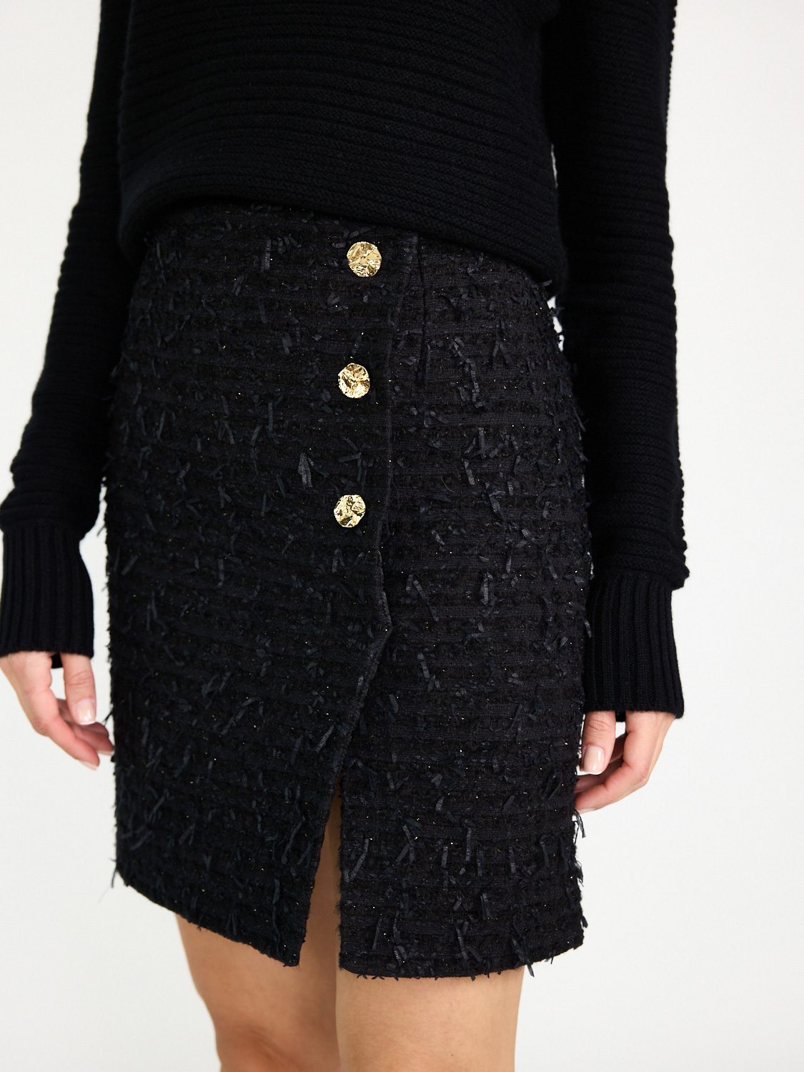 Nina Ricci Tweed mini skirt with lurex details  black 36