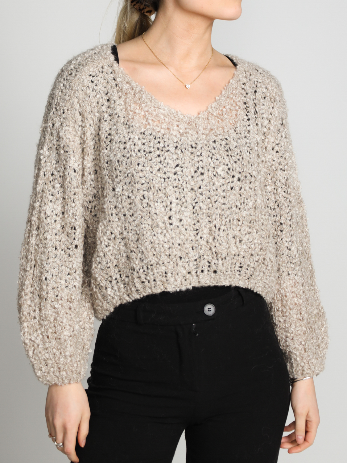 Maiami Boucle Broiche – chunky knit sweater  beige M/L