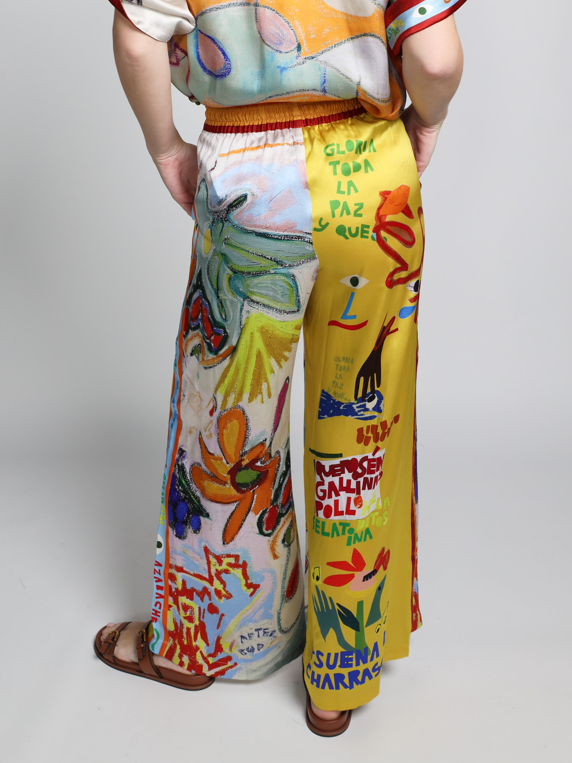 Alemais La Charrasca – silk trousers with artwork design  multi 34