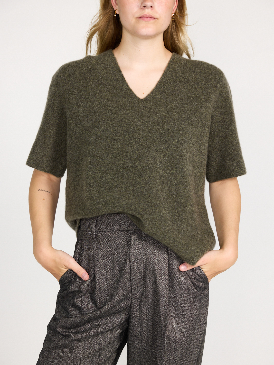 LU Ren Morven - Sweater made of Cashmere-Mix  khaki XS