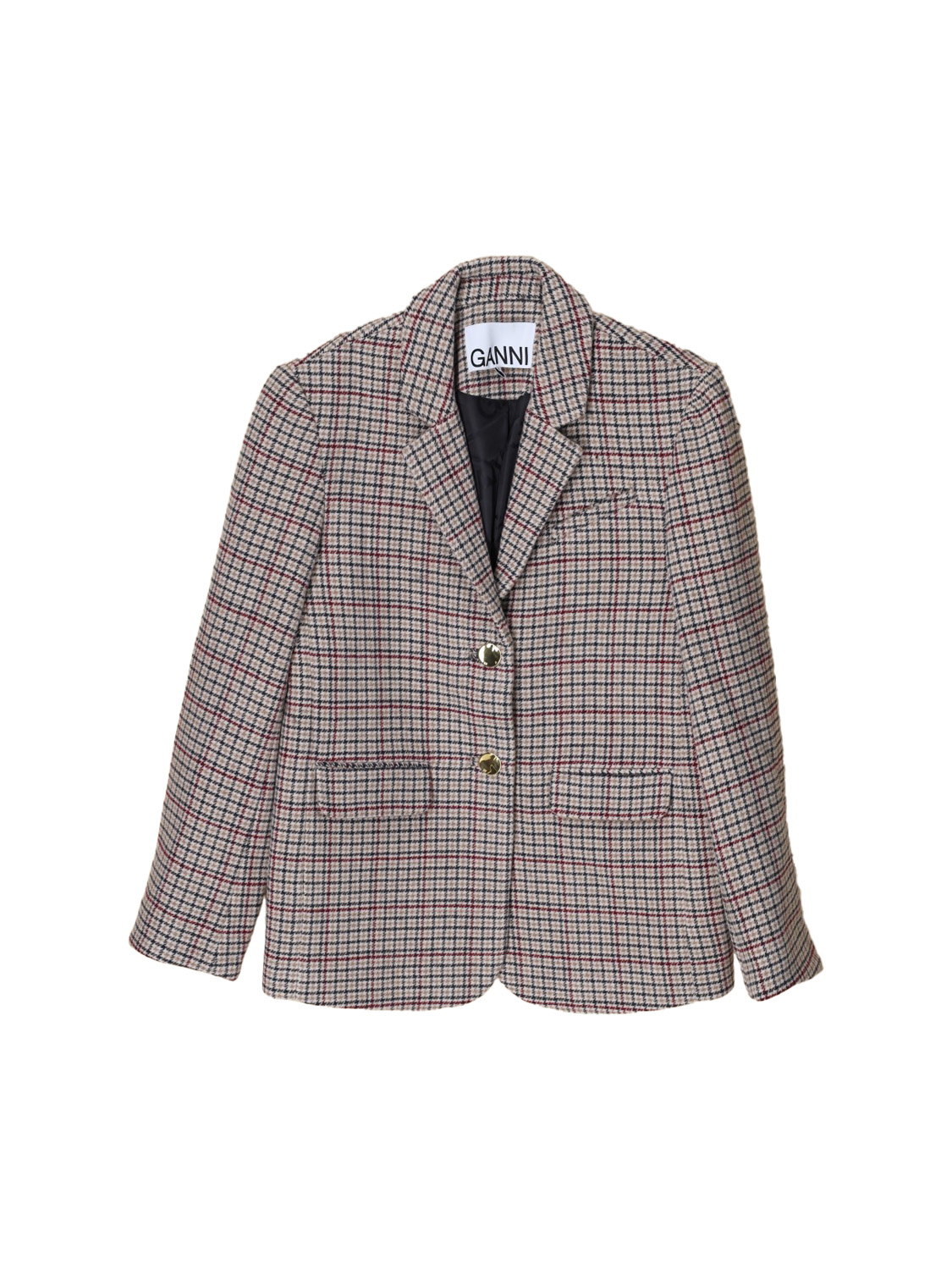 Checked wool blend blazer