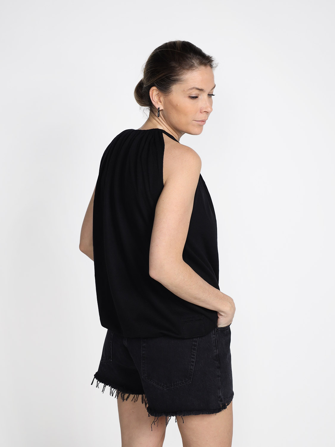 Frenckenberger Draped top  black XS