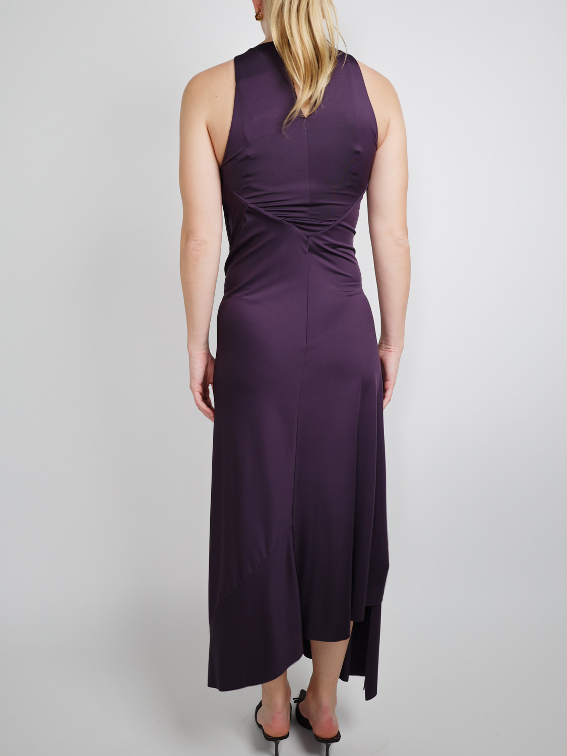 Victoria Beckham Sleeveless Drape Front – Stretchiges Maxikleid   lila 34