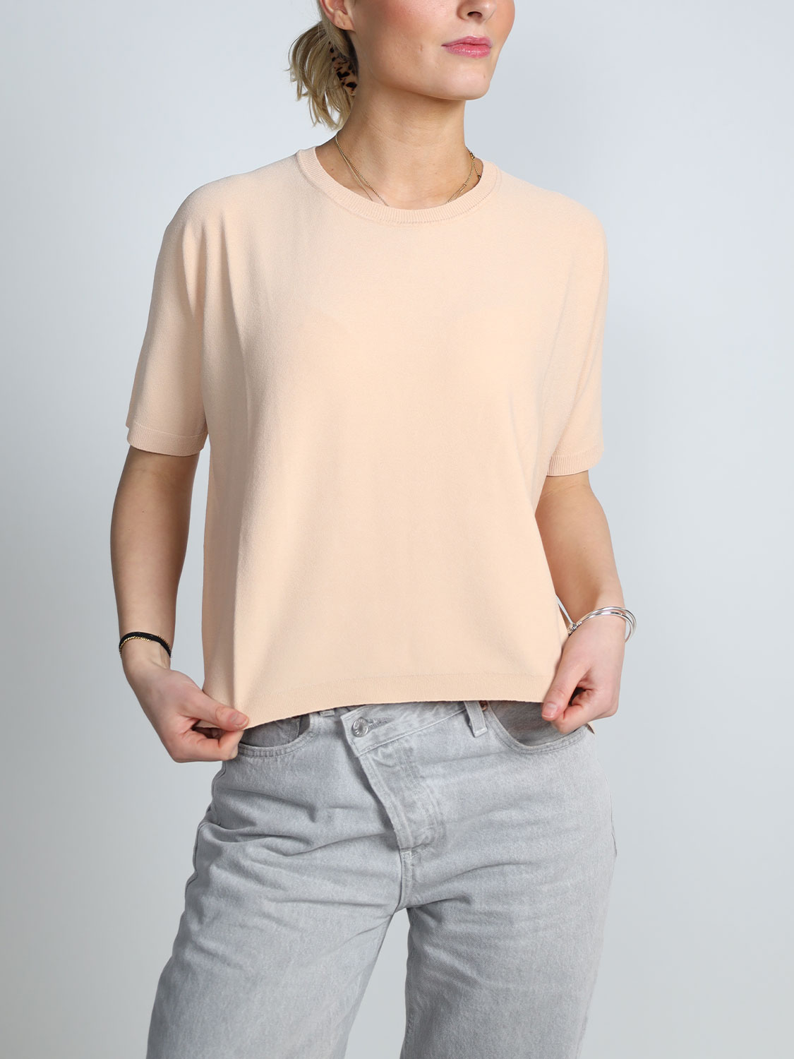 Roberto Collina Girocollo Over – Pullover mit T-Shirt Ärmeln	  coral XS