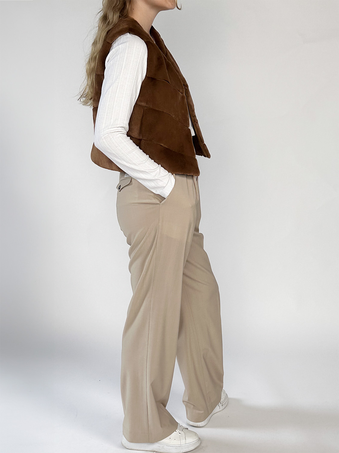 Betta Corradi Short fur vest  camel L