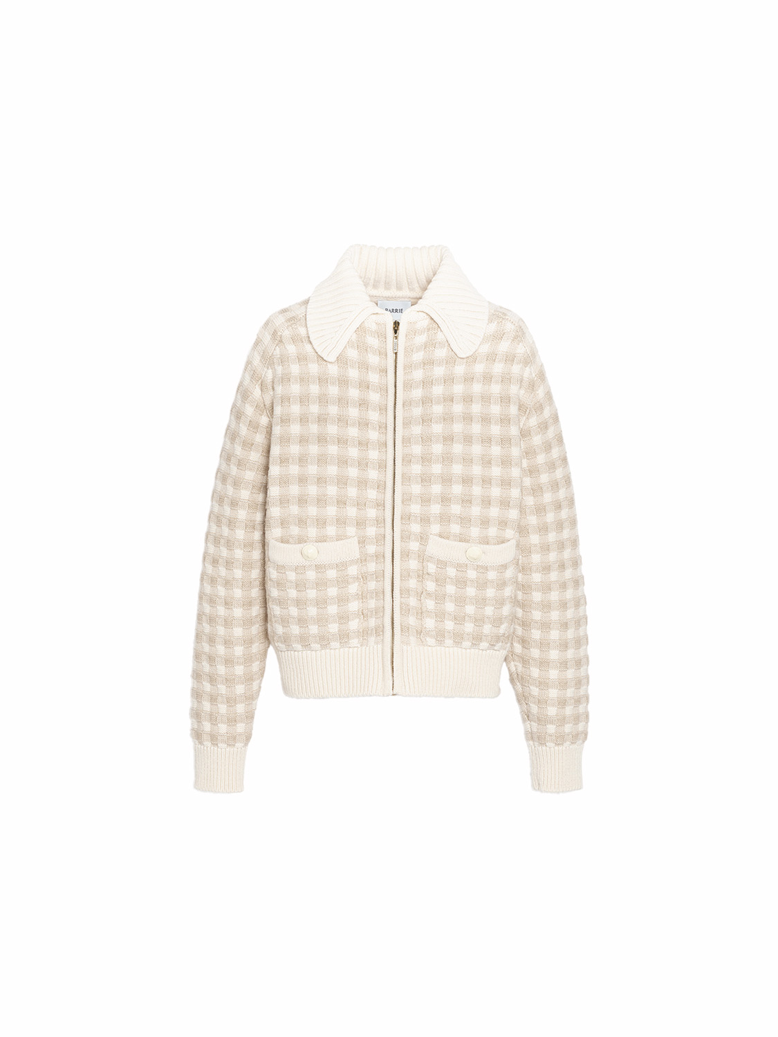 Barrie Chunky Gingham Jacket – Cashmere cardigan  creme M/L