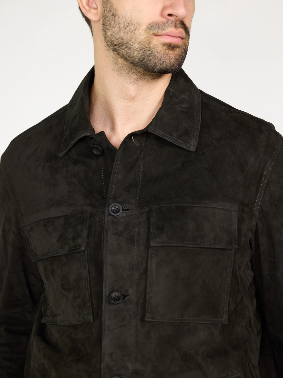 Arma Western shirt made of suede  brown 48