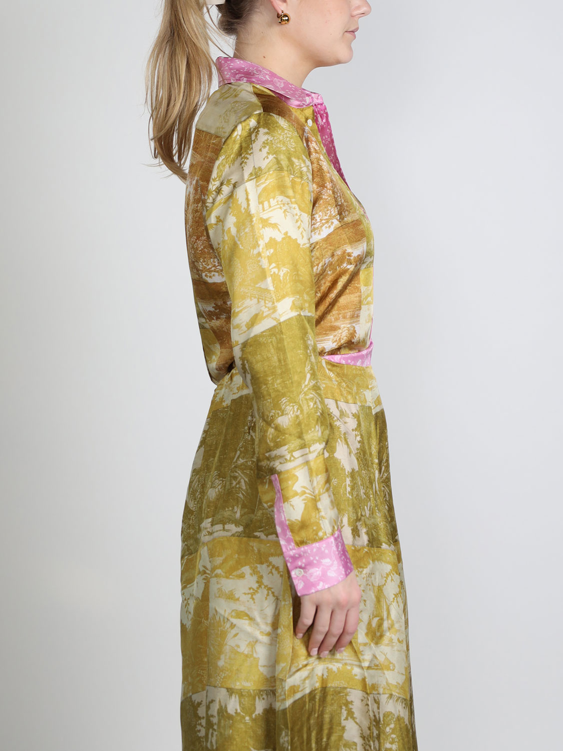 Pierre Louis Mascia Aloe – silk blouse with floral pattern  yellow XS