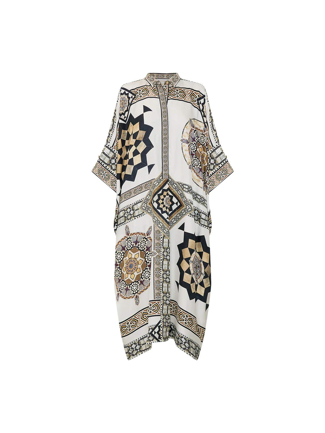 Camilla Batwing Kaftan - Midi dress with aztheque design    multi One Size