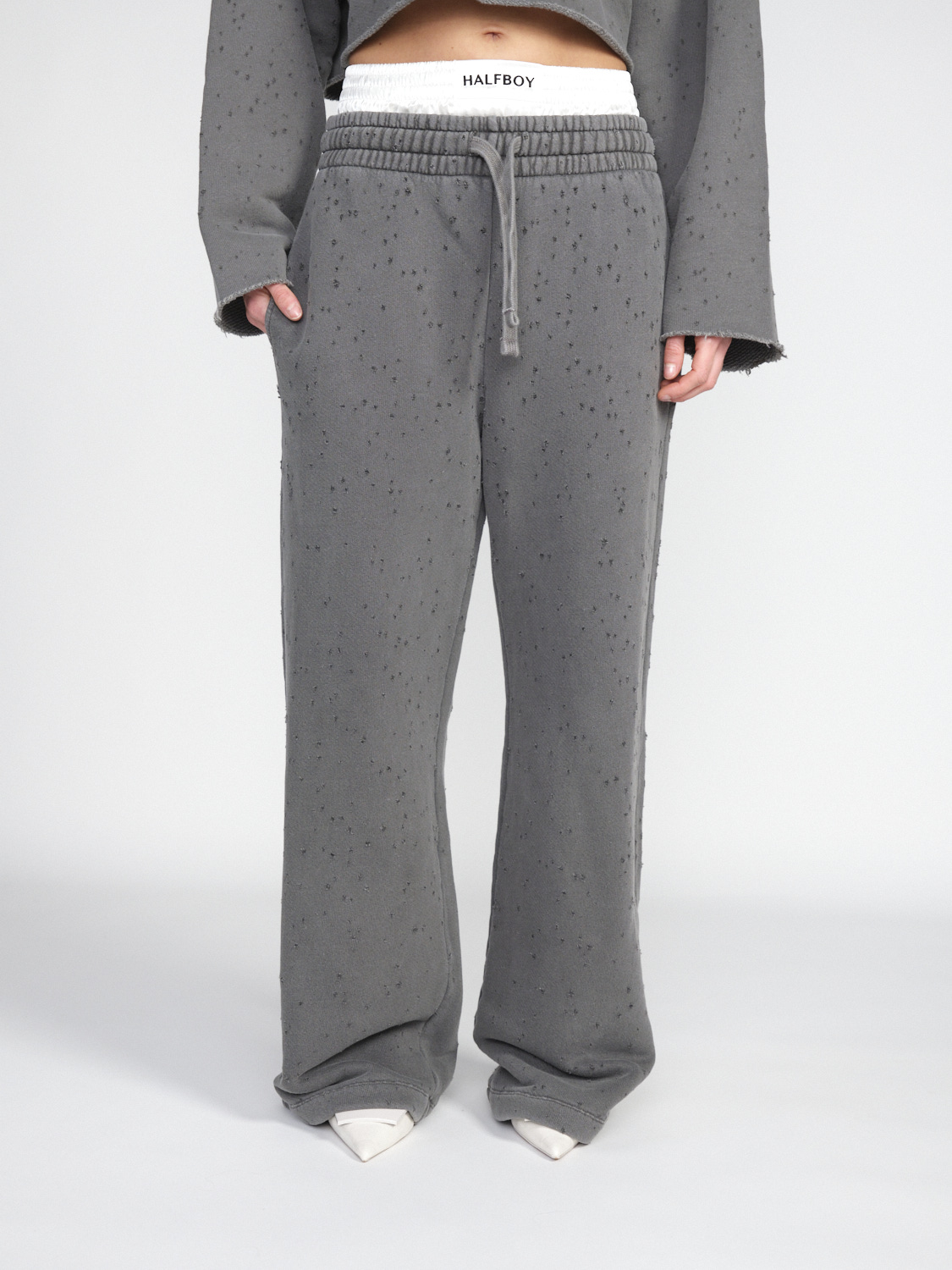 Halfboy Jogger – Jogginghose mit weitem Bein   gris XS