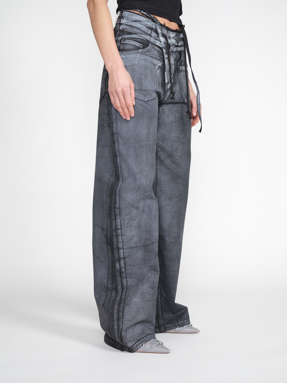 Ottolinger Double Fold – Oversized Jeans aus Baumwoll-Mix gris XS