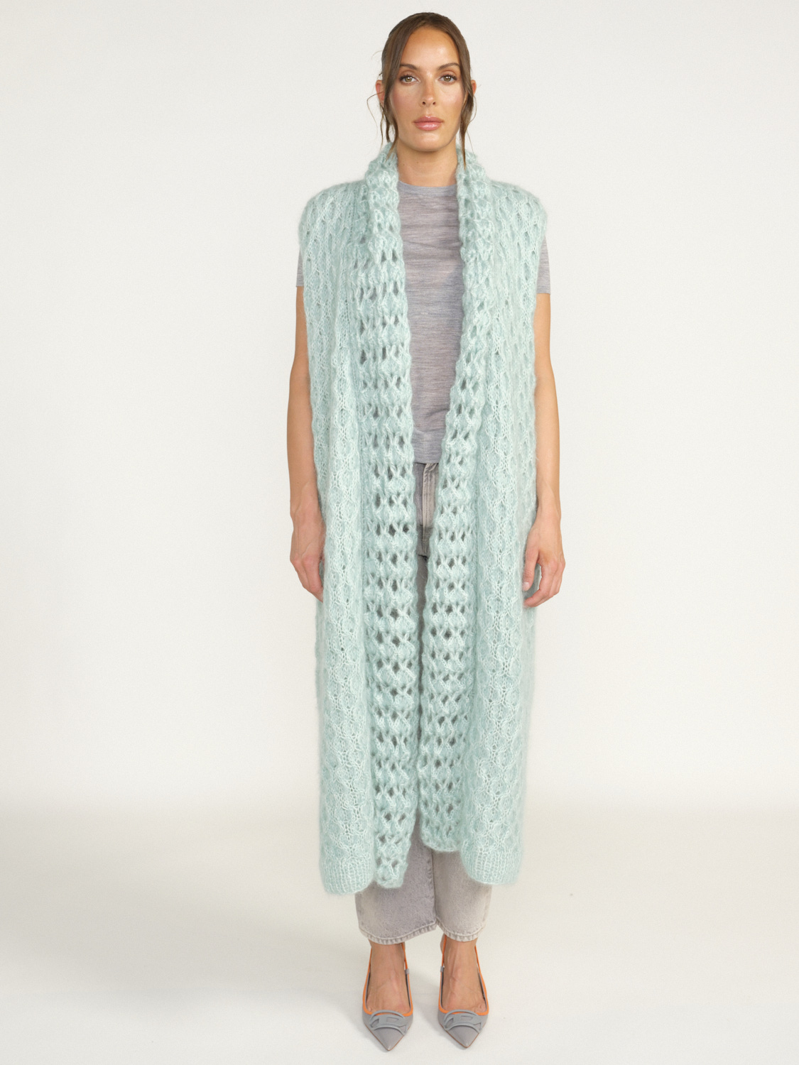 Letanne Gia - knitted vest in silk-mohair blend mint One