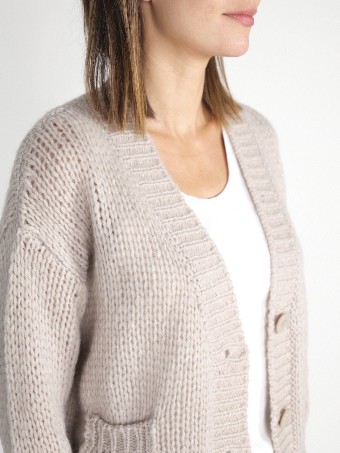 Roberto Collina Kurzer Cardigan aus Alpaka-Woll-Mix   creme XS