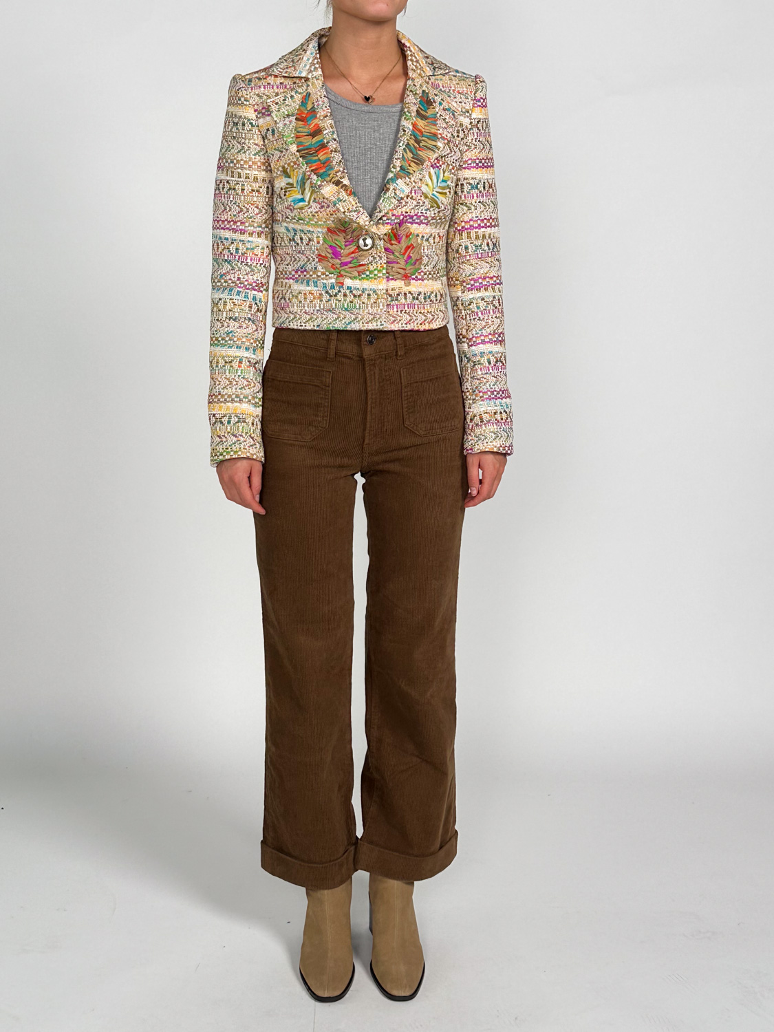 Maison Common Short tweed blazer with multicolored pattern  multi 36