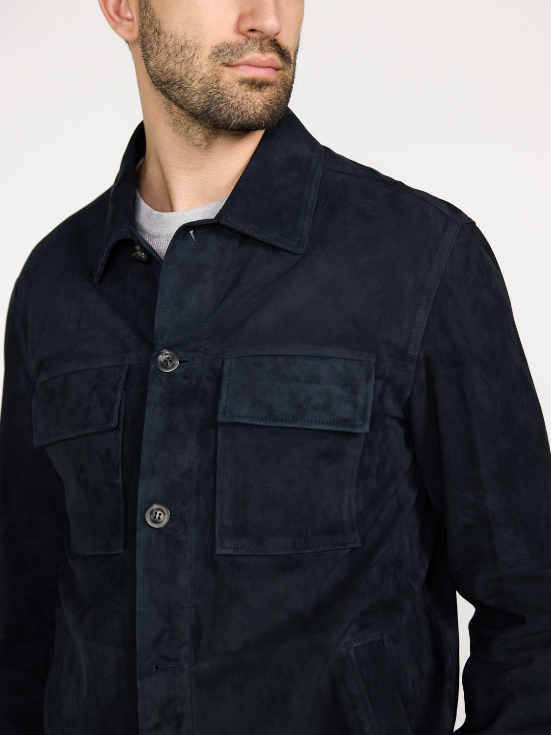 Arma Western shirt made of suede  blue 54