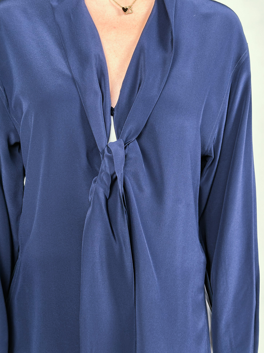 Victoria Beckham V-neck blouse with scarf detail  marine 34