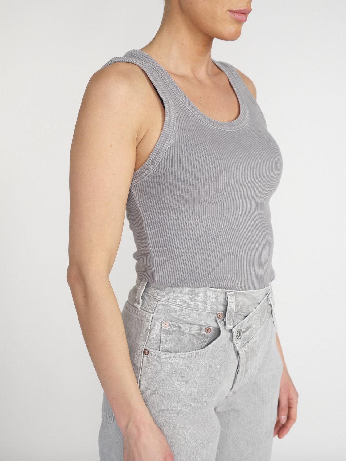 Agolde Poppy Ribbed cotton blend tank top loui.rocks