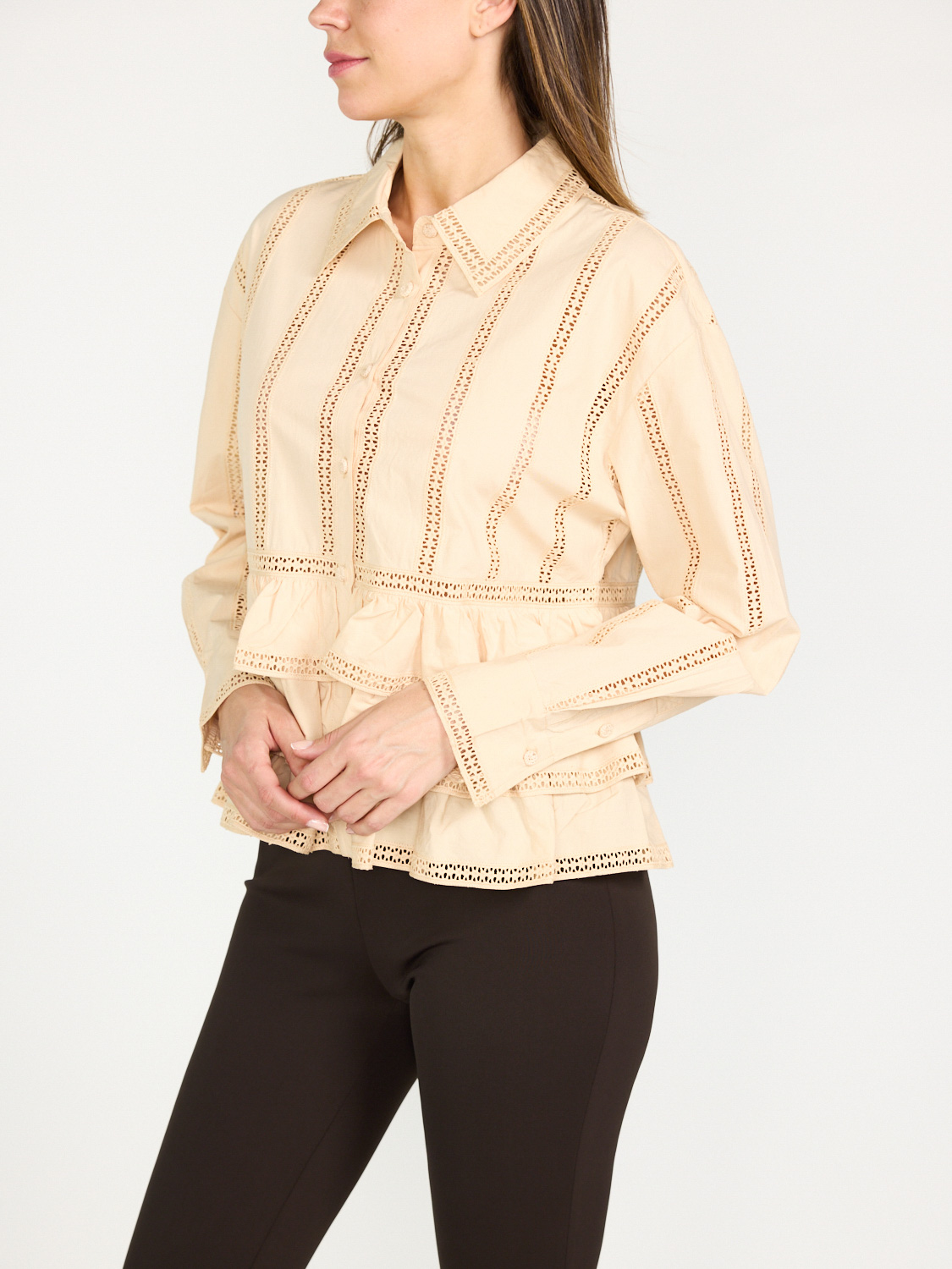 Ulla Johnson Harper cotton blouse with openwork pattern 36 creme