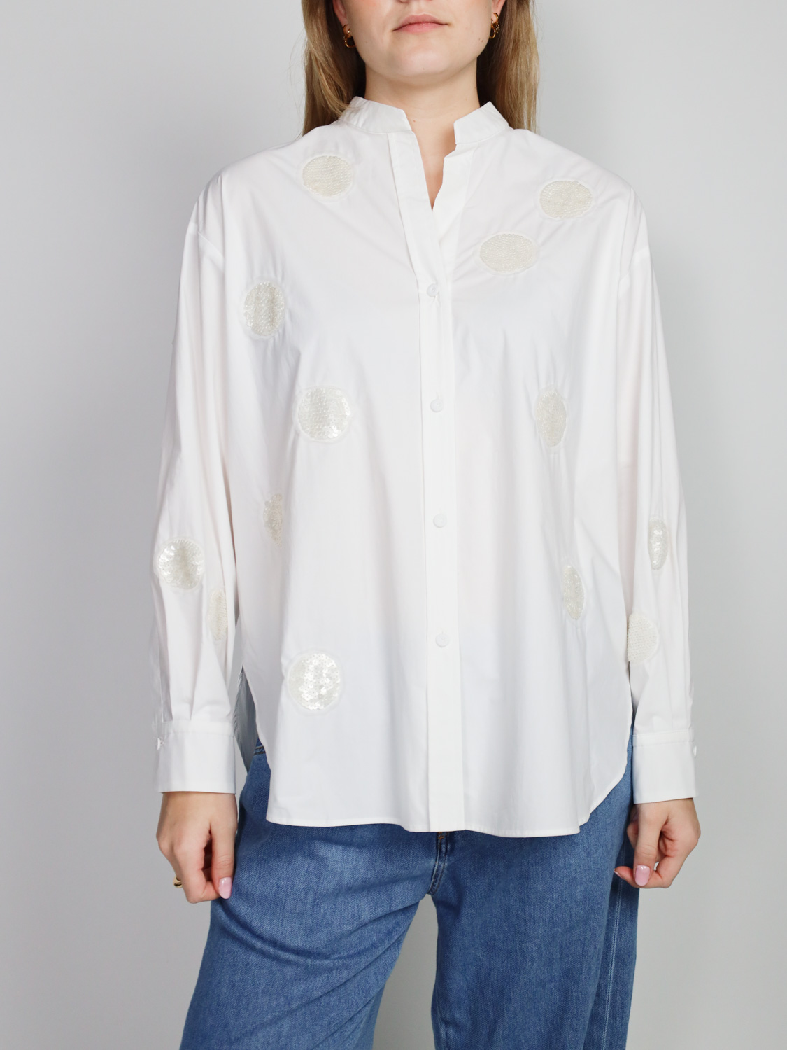 Odeeh Blouse with sequin appliqués   white 34